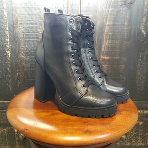 Steve Madden Black Lace-Up Heeled Boots